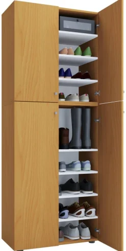 Schuhschrank Lona XXL buche Nachbildung weiß B/H/T: ca. 70x182x39 cm