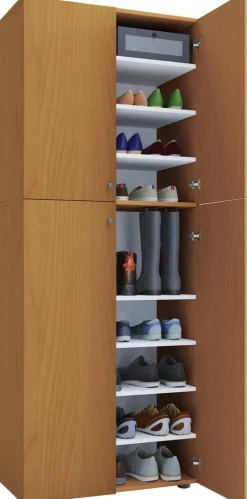 Schuhschrank Lona XXL buche Nachbildung weiß B/H/T: ca. 70x182x39 cm