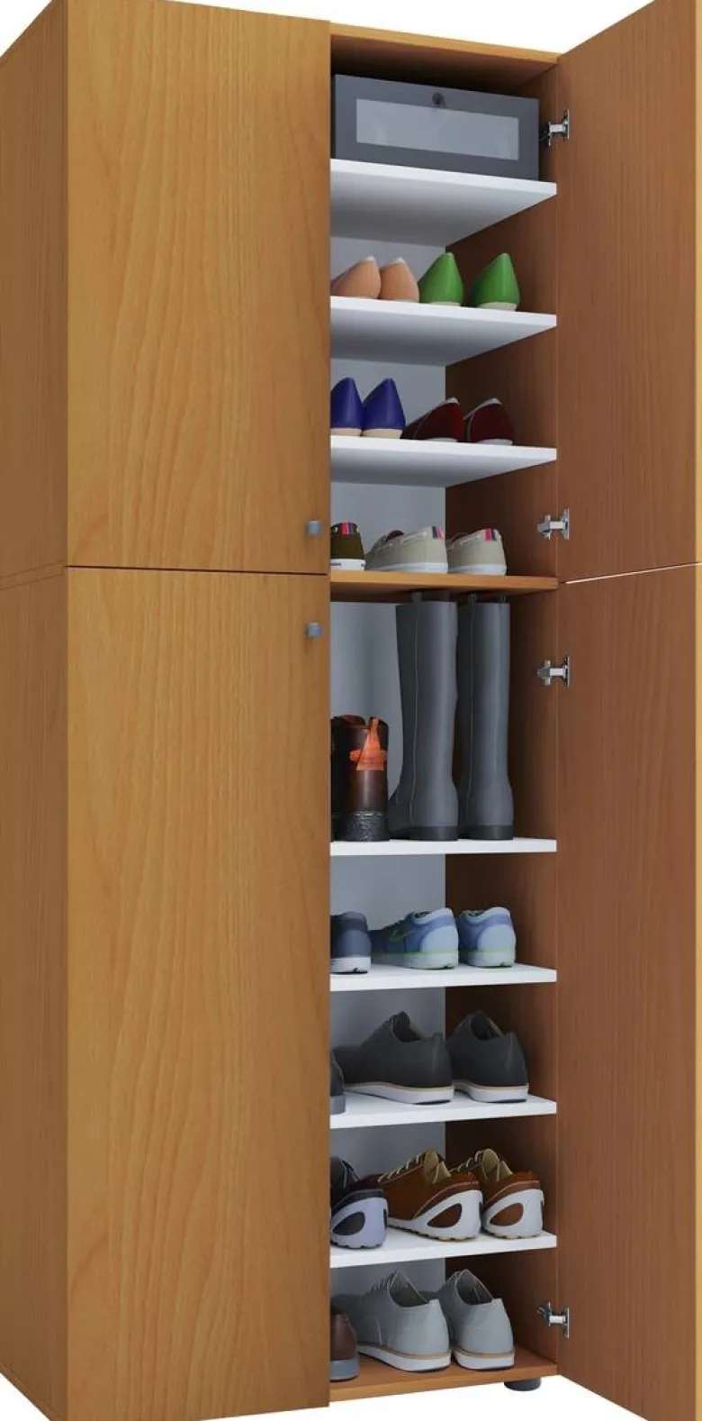 Schuhschrank Lona XXL buche Nachbildung weiß B/H/T: ca. 70x182x39 cm