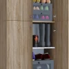 Schuhschrank Lona XXL Eiche Sonoma Nachbildung weiß B/H/T: ca. 70x182x39 cm