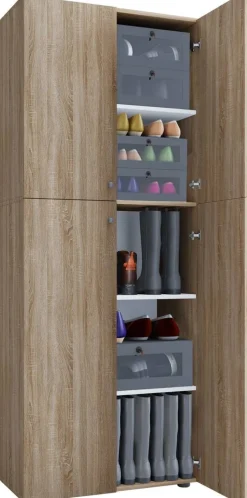 Schuhschrank Lona XXL Eiche Sonoma Nachbildung weiß B/H/T: ca. 70x182x39 cm
