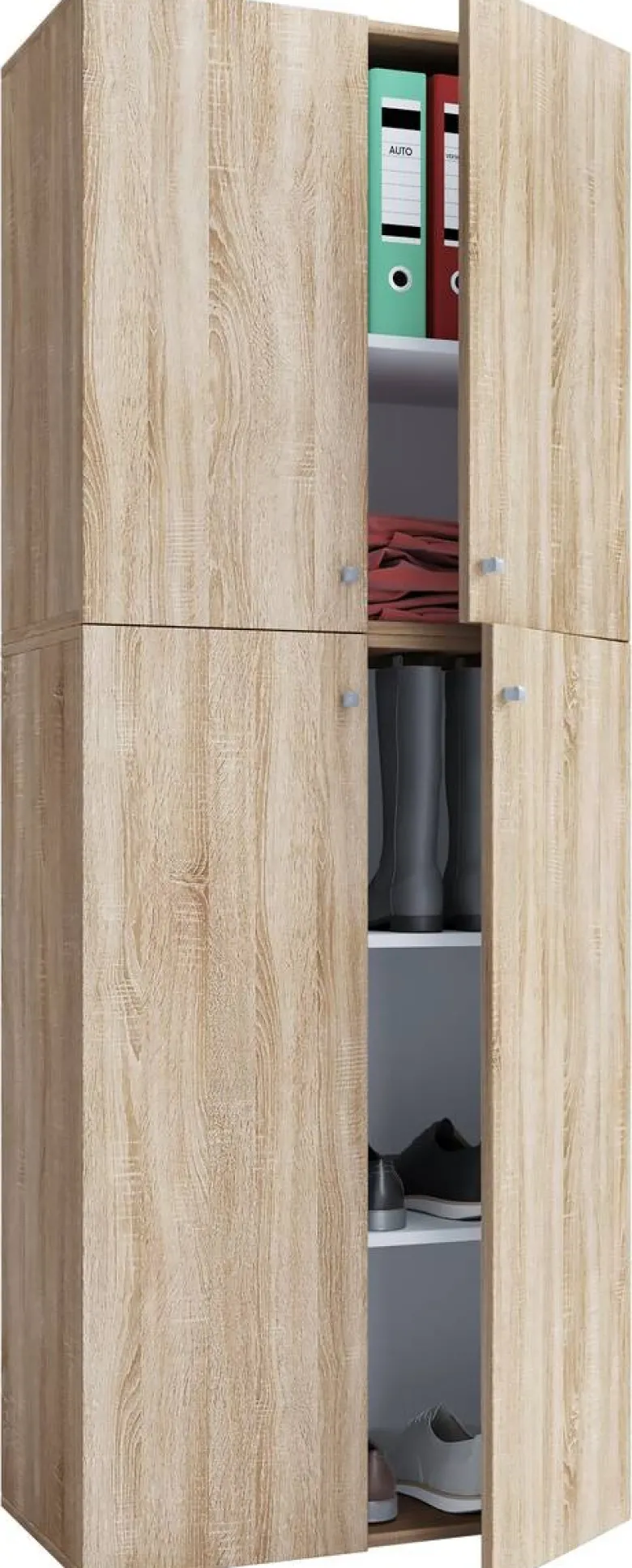 Schuhschrank Lona XXL Eiche Sonoma Nachbildung weiß B/H/T: ca. 70x182x39 cm