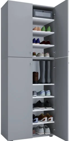 Schuhschrank Lona XXL grau weiß B/H/T: ca. 70x182x39 cm
