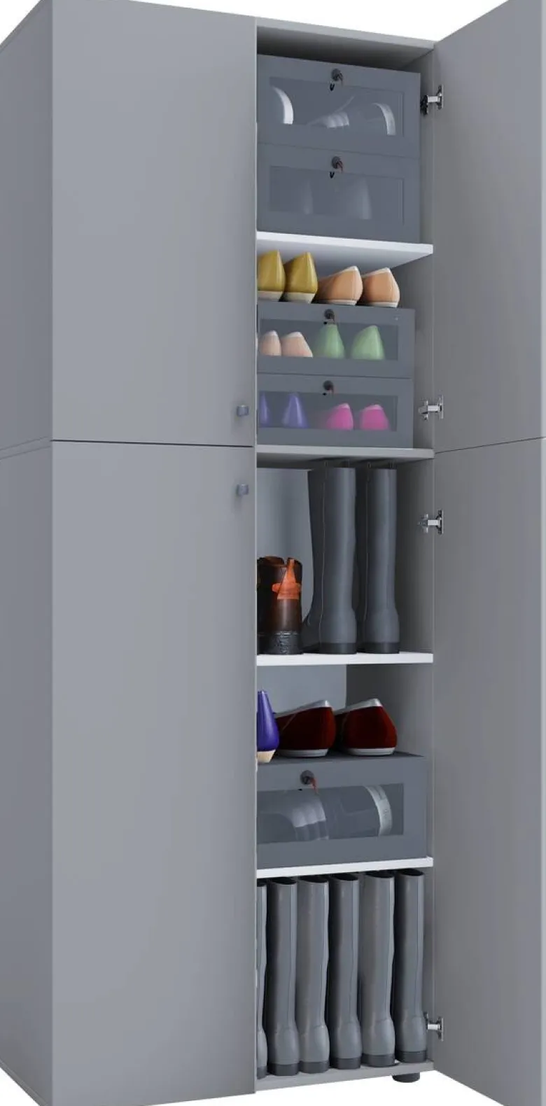 Schuhschrank Lona XXL grau weiß B/H/T: ca. 70x182x39 cm