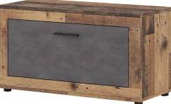 Schuhschrank LUNA 2 Eiche Matera Nachbildung Beton Optik B/H/T: ca. 88,9x48x40 cm
