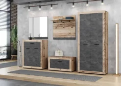 Schuhschrank LUNA 2 Eiche Matera Nachbildung Beton Optik B/H/T: ca. 88,9x48x40 cm