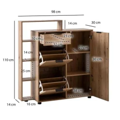 Schuhschrank natur Eiche Optik B/H/T: ca. 98x110x30 cm