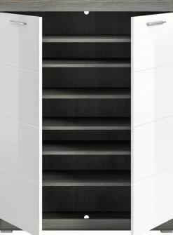 Schuhschrank SCOUT Rauchsilber Nachbildung weiß Hochglanz B/H/T: ca. 90x120x37 cm