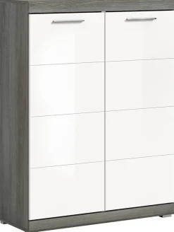Schuhschrank SCOUT Rauchsilber Nachbildung weiß Hochglanz B/H/T: ca. 90x120x37 cm