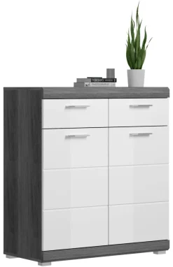 Schuhschrank SCOUT Rauchsilber Nachbildung weiß Hochglanz B/H/T: ca. 90x96x37 cm