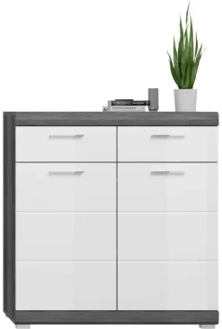 Schuhschrank SCOUT Rauchsilber Nachbildung weiß Hochglanz B/H/T: ca. 90x96x37 cm