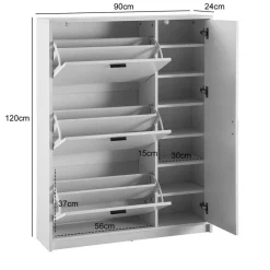 Schuhschrank weiß B/H/T: ca. 90x120x24 cm