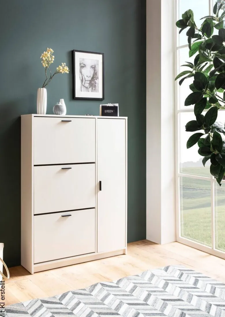Schuhschrank weiß B/H/T: ca. 90x120x24 cm