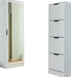 Schuhschrank Westphalen 1D weiß beschichtet Nachbildung B/H/L: ca. 40x189,5x58 cm
