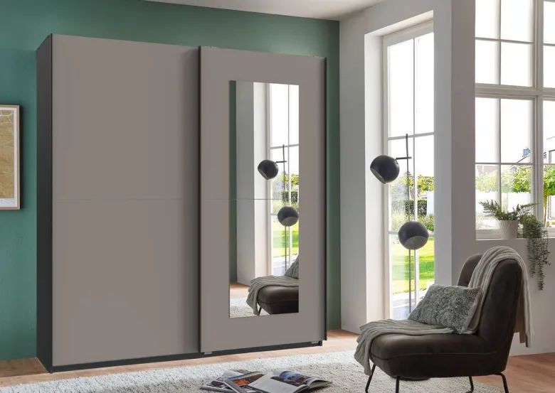 Schwebetürenschrank Dunen Sahara grau B/H/T: ca. 180x198x65 cm