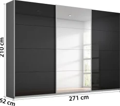 Schwebetürenschrank Kulmbach grau B/H/T: ca. 271x210x62 cm