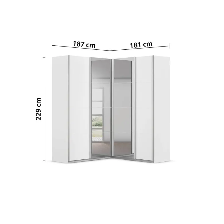 Schwebetürenschrank Quadra Alpinweiß B/H/T: ca. 187x229x181 cm