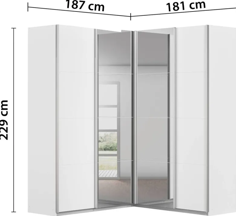 Schwebetürenschrank Quadra Alpinweiß B/H/T: ca. 187x229x181 cm