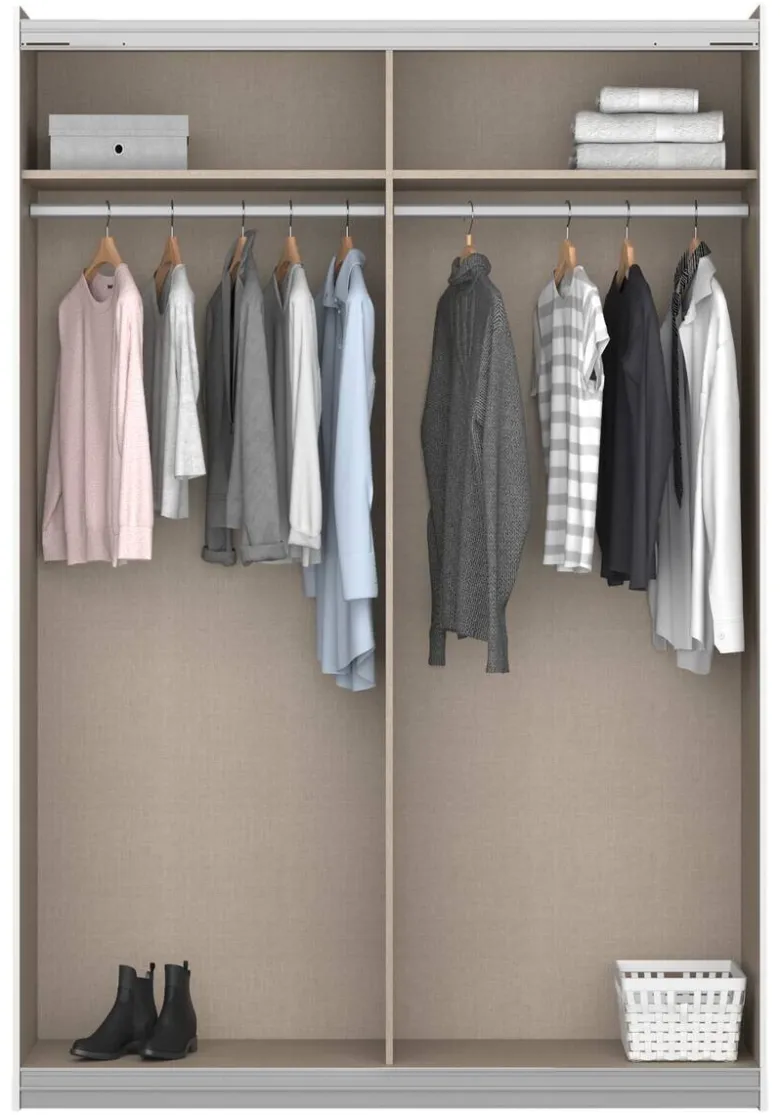 Schwebetürenschrank Quadra Eiche Artisan grau B/H/T: ca. 136x210x57 cm