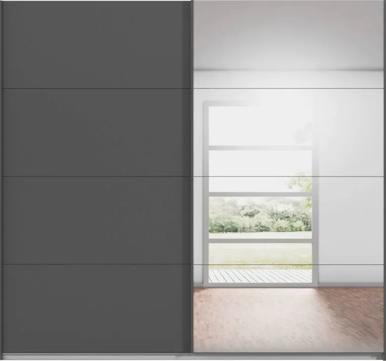 Schwebetürenschrank Quadra grau B/H/T: ca. 225x210x62 cm