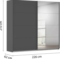 Schwebetürenschrank Quadra grau B/H/T: ca. 225x210x62 cm