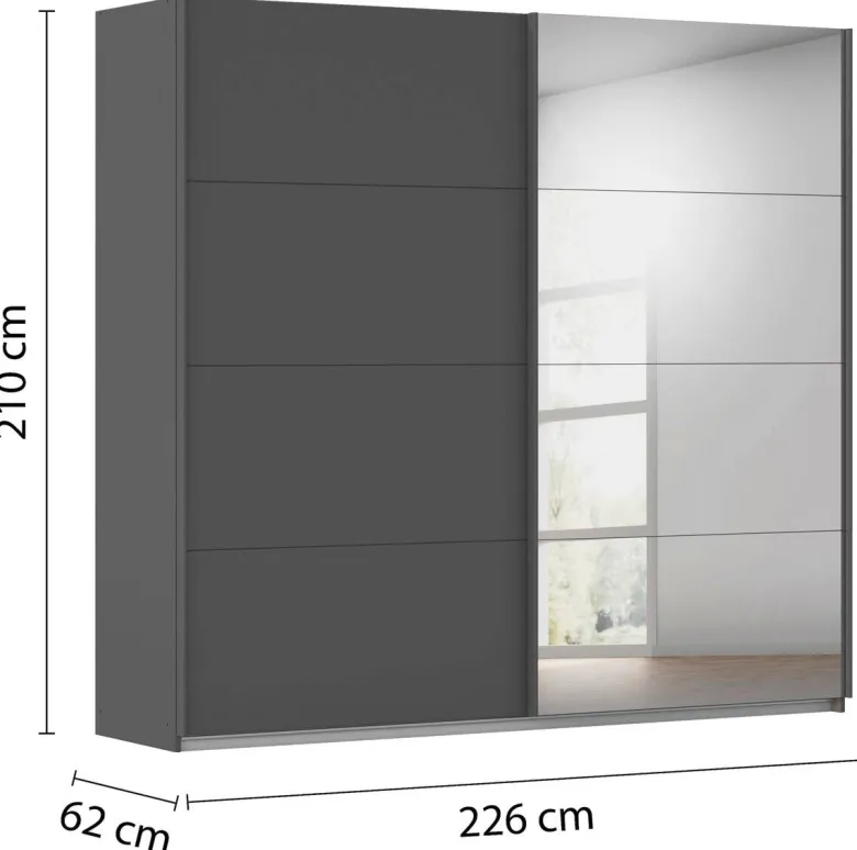 Schwebetürenschrank Quadra grau B/H/T: ca. 225x210x62 cm