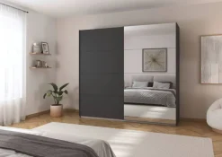 Schwebetürenschrank Quadra grau B/H/T: ca. 225x210x62 cm
