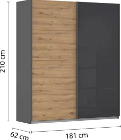 Schwebetürenschrank Quadra grau B/H/T: ca. 180x210x62 cm