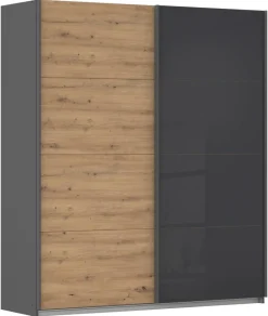 Schwebetürenschrank Quadra grau B/H/T: ca. 180x210x62 cm