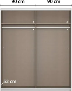 Schwebetürenschrank Quadra grau B/H/T: ca. 180x210x62 cm