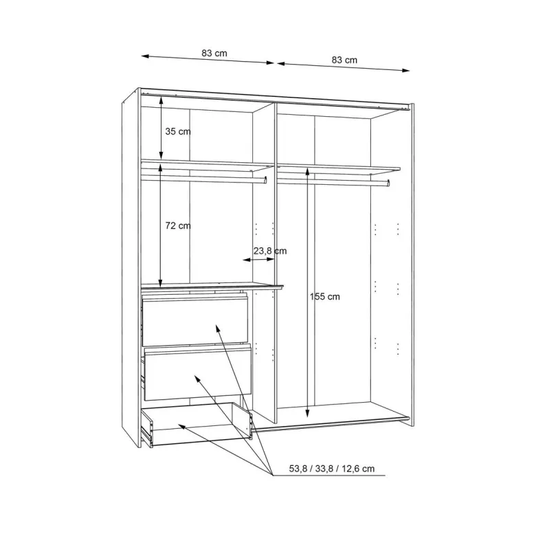 Schwebetürenschrank weiß B/H/T: ca. 170,3x200,5x61,2 cm