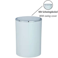Schwingdeckeleimer weiß silber Kunststoff H/D: ca. 26x19 cm