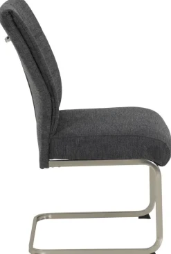 Schwingstuhl Ines, 2er-Set anthrazit Edelstahloptik Metall Microfaser Webstoff B/H/T: ca. 50x99x66 cm