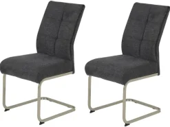Schwingstuhl Ines, 2er-Set anthrazit Edelstahloptik Metall Microfaser Webstoff B/H/T: ca. 50x99x66 cm