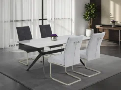 Schwingstuhl Ines, 2er-Set anthrazit Edelstahloptik Metall Microfaser Webstoff B/H/T: ca. 50x99x66 cm