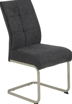 Schwingstuhl Ines, 2er-Set anthrazit Edelstahloptik Metall Microfaser Webstoff B/H/T: ca. 50x99x66 cm