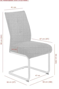Schwingstuhl Ines, 2er-Set grau Edelstahloptik Metall Microfaser B/H/T: ca. 50x99x66 cm