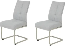 Schwingstuhl Ines, 2er-Set grau Edelstahloptik Metall Microfaser B/H/T: ca. 50x99x66 cm