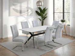Schwingstuhl Ines, 2er-Set grau Edelstahloptik Metall Microfaser B/H/T: ca. 50x99x66 cm