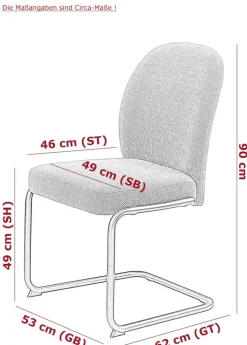 Schwingstuhl Karen II, 2er-Set schlamm Webstoff B/H/T: ca. 53x90x62 cm