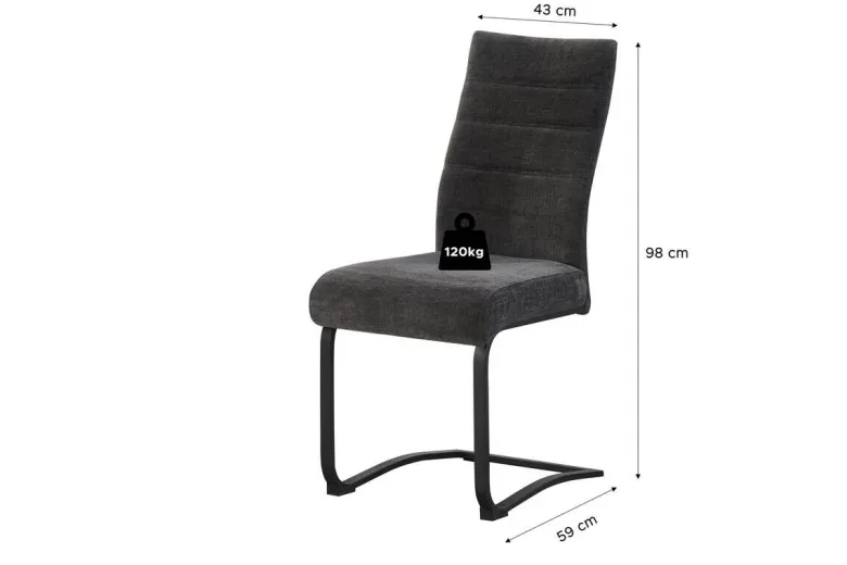 Schwingstuhl LENI, 2er Set anthrazit schwarz B/H/T: ca. 43x98x59 cm
