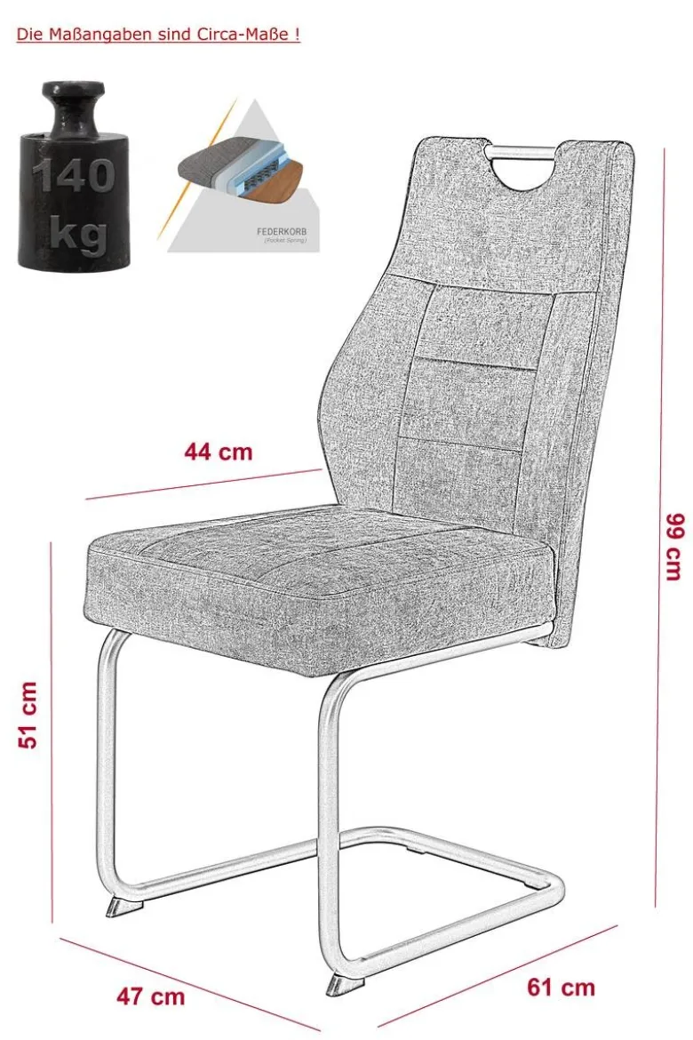 Schwingstuhl Linda 2er Set anthrazit Vintage Microfaser B/H/T: ca. 47x99x61 cm