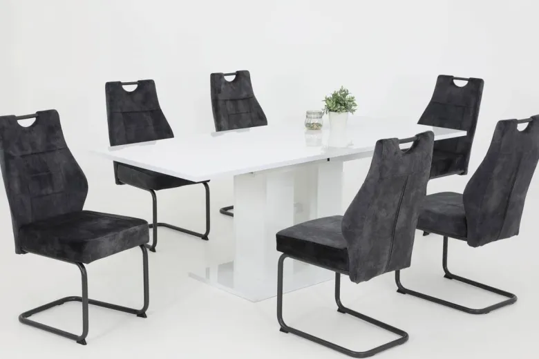 Schwingstuhl Linda 2er Set anthrazit Vintage Microfaser B/H/T: ca. 47x99x61 cm
