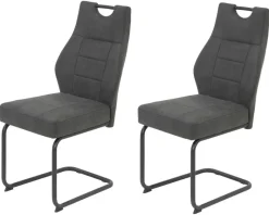 Schwingstuhl Linda II, 2er-Set anthrazit Metall Microfaser B/H/T: ca. 44x97x65 cm