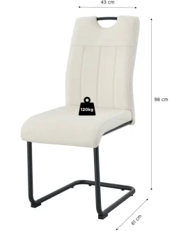 Schwingstuhl LISA, 2er Set creme Webstoff B/H/T: ca. 43x98x61 cm