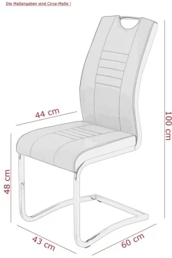 Schwingstuhl Riga, 4er-Set anthrazit Webstoff B/H/T: ca. 44x100x60 cm