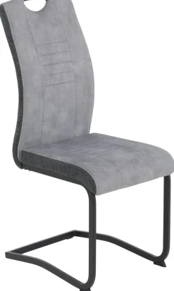 Schwingstuhl Riga, 2er-Set hellgrau Webstoff B/H/T: ca. 44x100x60 cm