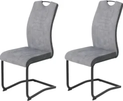 Schwingstuhl Riga, 2er-Set hellgrau Webstoff B/H/T: ca. 44x100x60 cm