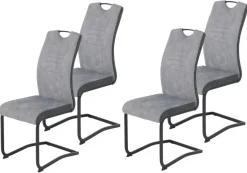 Schwingstuhl Riga, 4er-Set hellgrau Webstoff B/H/T: ca. 44x100x60 cm