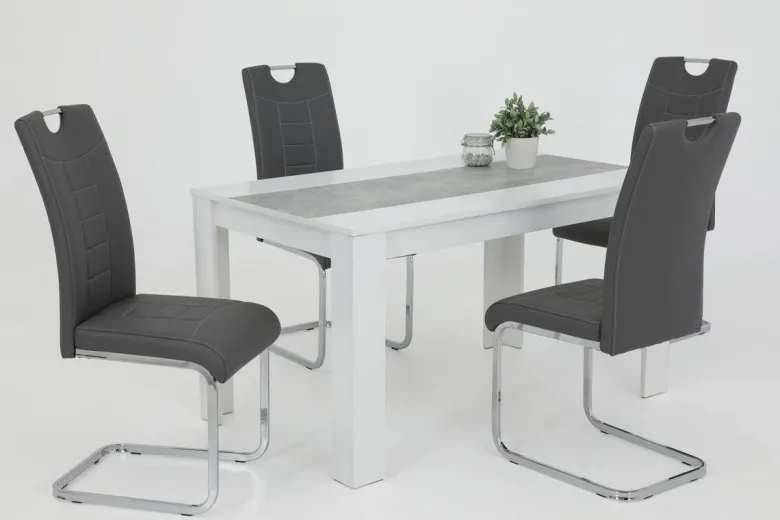Schwingstuhl Ruby 4er Set grau Kunstleder B/H/T: ca. 44x103x60 cm